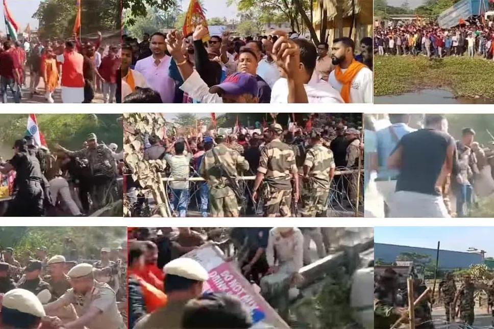 ‘বাংলাদেশ চলো’ অভিযানে উত্তাল শ্রীভূমির স্থলবন্দর সুতারকান্দি সীমান্ত